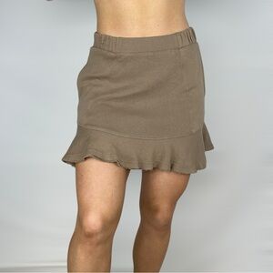 FREE PEOPLE BEACH Social Tan Ruffle Mini Skirt Knot Bohemian‎ Casual Summer